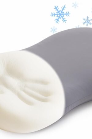 Memory Foam Travel Pillow Camping Pillow Medium Firm Bed Pillows for Sleeping Cooling Small Pillow for Camp,Plane,Backpacking,Trip,Cool & Breathable Cover (1, Grey)