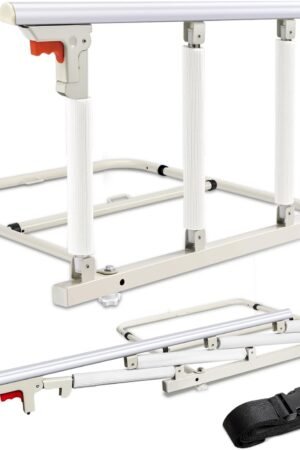 Bed Rails for Elderly Adults Safety, Folding Bed Assist Rails for Seniors, Bed Handle Bedside Assist Guard Rails for Adults, Fall Prevention Safety with Collapsible Bedrails, 37x20