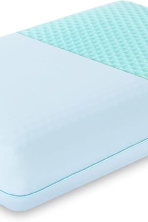 Cooling Gel Memory Foam Pillow - Reversible Cooling Cover, Neck Support for Side, Back and Stomach Sleepers, Removable & Machine Washable, All-Season Comfort, Standard Size, Blue