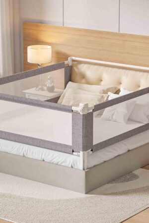3-Piece King Size Bed Rail for Toddlers - Height Adjustable Baby Bed Rail Guard with Headboard Rod,Safety Bed Rails for King Size Bed with Child Lock(78.74x78.74x74.8 Inch)