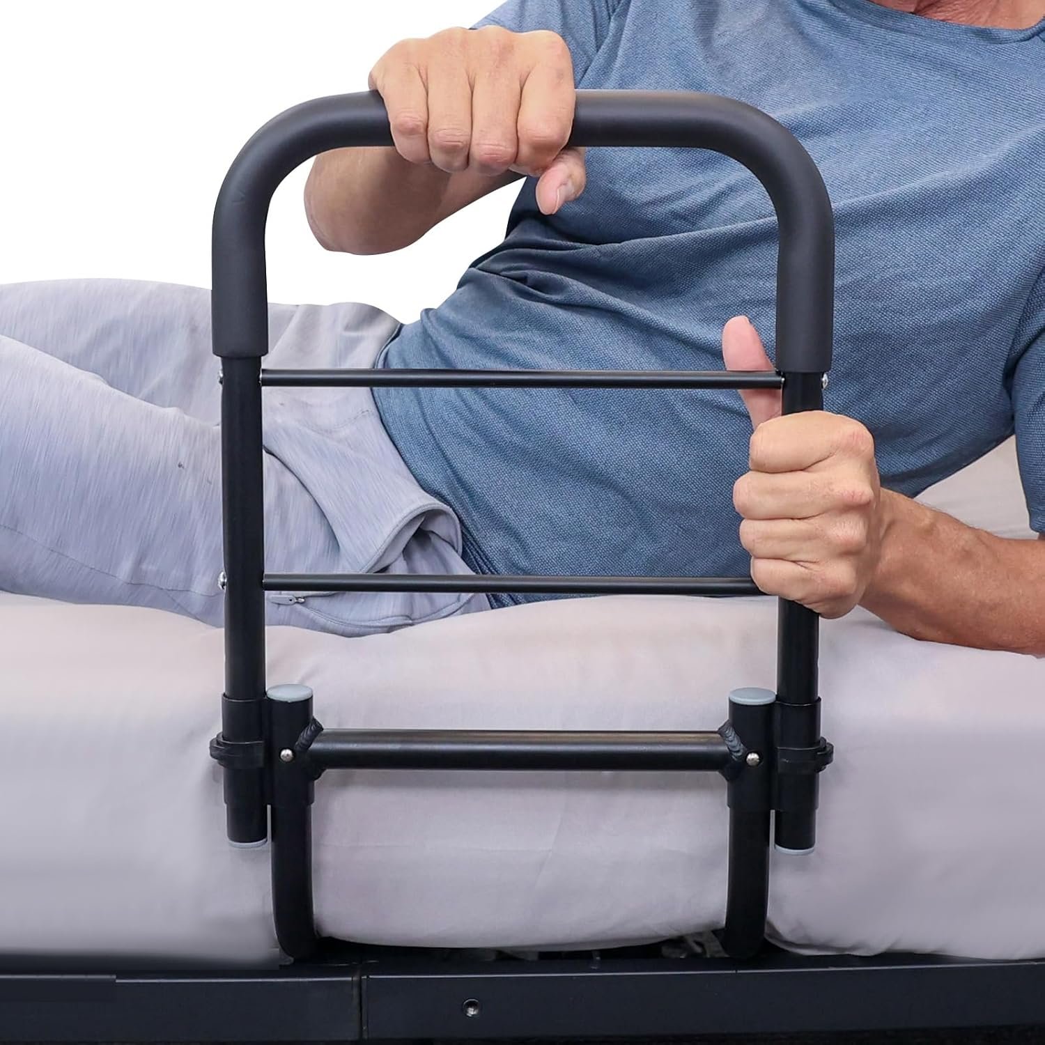 Bed Assist Rail for Elderly Adults Safety - Height Adjustable Bed Cane with Handrails for Bedroom - Compact Bedside Hand Railing for Home & Hospital - Fits Queen, King, Twin, Full Mattress - Image 2