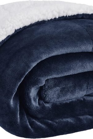 Fleece Throw Blanket for Couch - Thick and Warm, Soft Fuzzy Plush Throw Blanket for Winter, Navy, 50x60 Inches