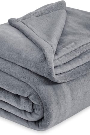 Fleece Bed Blankets Queen Size Grey - Soft Lightweight Plush Fuzzy Cozy Luxury Fall Blanket Microfiber, Room Home Decor Gifts for Women and Men, 90x90 inches