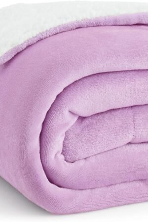 Fleece Throw Blanket for Couch - Thick and Warm, Soft Fuzzy Plush Throw Blanket for Winter, Lilac, 50x60 Inches