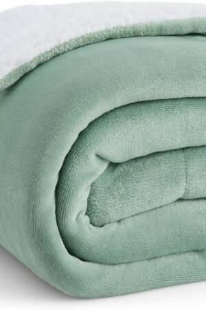 Fleece Throw Blanket for Couch - Thick and Warm, Soft Fuzzy Plush Throw Blanket for Winter, Sage Green, 50x60 Inches