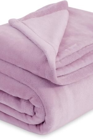 Fleece Blankets King Size Lilac Lavender - Bed Blanket Soft Lightweight Plush Cozy Fuzzy Luxury Microfiber, 108x90 inches